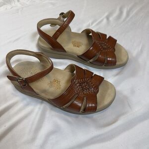 Sas Tripad Comfort Vintage Sandals Women’s 5 Wide Huarache Ankle Strap Brown